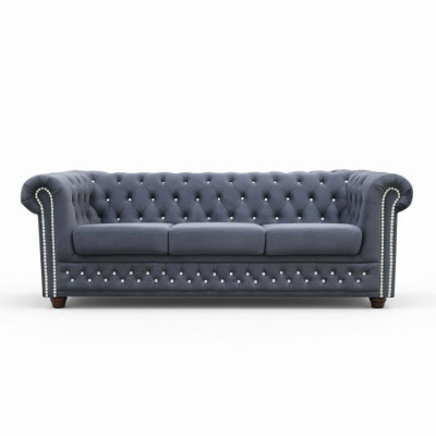 Chesterfield Sofagarnitur Sofa Polster Kristallsteine Leder Garnituren 3+2 Couch