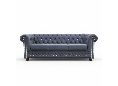 Chesterfield Sofagarnitur Sofa Polster Kristallsteine Leder Garnituren 3+2 Couch