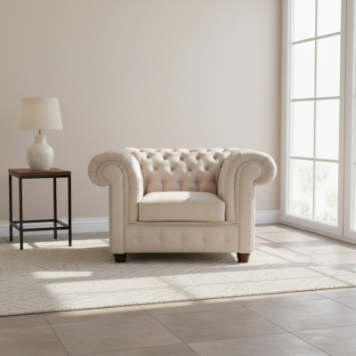 Chesterfield 1 Sitzer Fernsehsessel Club Lounge Relax Sessel Textil Leder Sofas