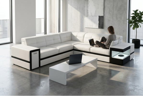 Ledersofa Sofa Couch Sofas Polster Sitz Ecksofa Wohnlandschaft Big XXL