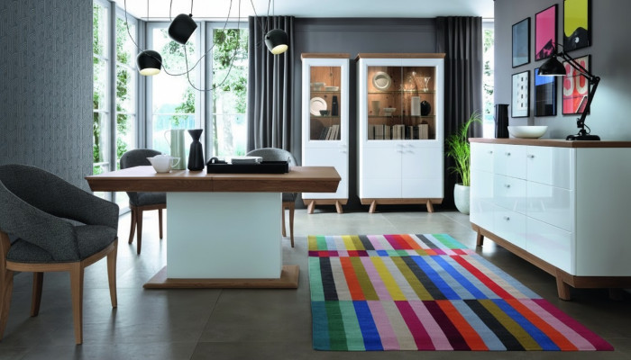 4 Teiliges Set 1x Vitrine 2x Kommode 1x Esstisch Design Wohnzimmer Esszimmer Neu