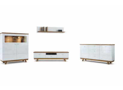 Wohnzimmer Garnitur Set Wohnwand Sideboard Vitrine Regal Design Hotel Möbel Neu