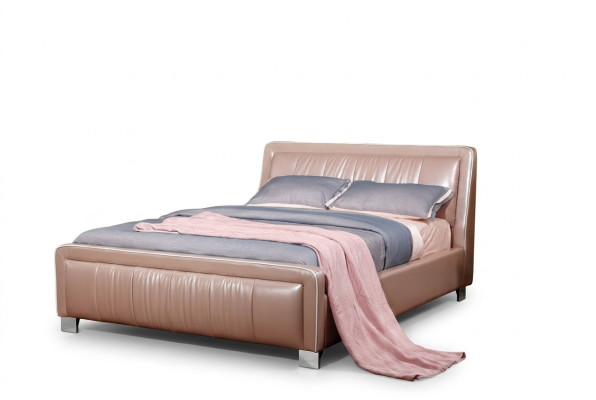 Designer Doppelbett Bett Betten Schlafzimmer Leder Hotel Luxus Polster