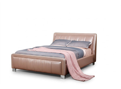 Designer Doppelbett Bett Betten Schlafzimmer Leder Hotel Luxus Polster