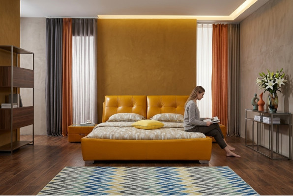 Designer Bett Schlafzimmer Doppelbett Betten Leder Hotel Luxus Polster