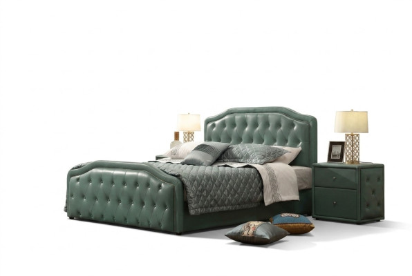 Modernes Design Hotel Bett XXL Betten Luxus Doppel Leder Chesterfield 180x200cm