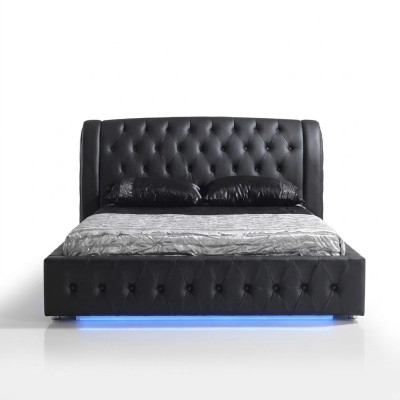 Modernes Hotel Design Bett XXL Betten Luxus Doppel Leder Chesterfield