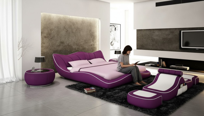 Modernes Design Bett XXL Dekorative Betten Luxus Stil Doppel Hotel Leder