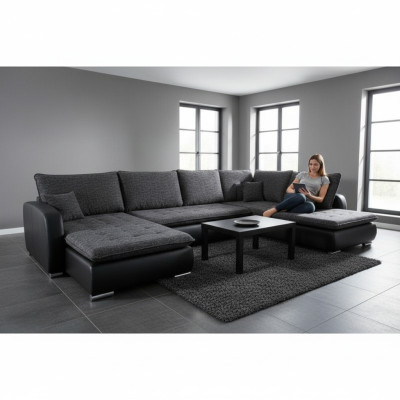 Design Ecksofa Sofa Elena Bettfunktion Couch Polster Sitz Eck Sofas XXL Neu