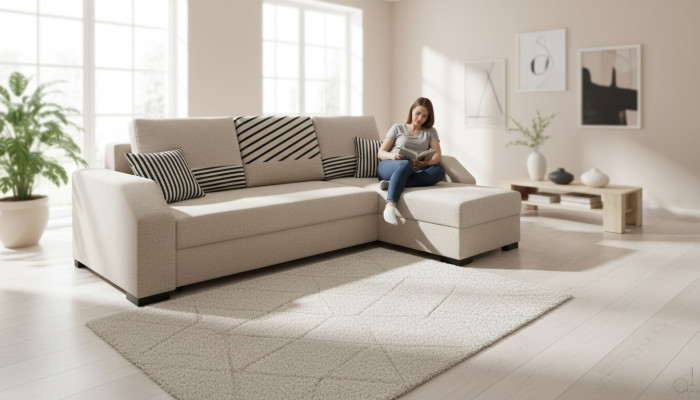 Schlafsofa Sofa Polster Wohnzimmer Ecksofa Funktions Couch Textl Sitz