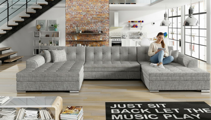 Design Ecksofa Schlafsofa Bettfunktion Couch Leder Polster Textil Sofas Neu 1070