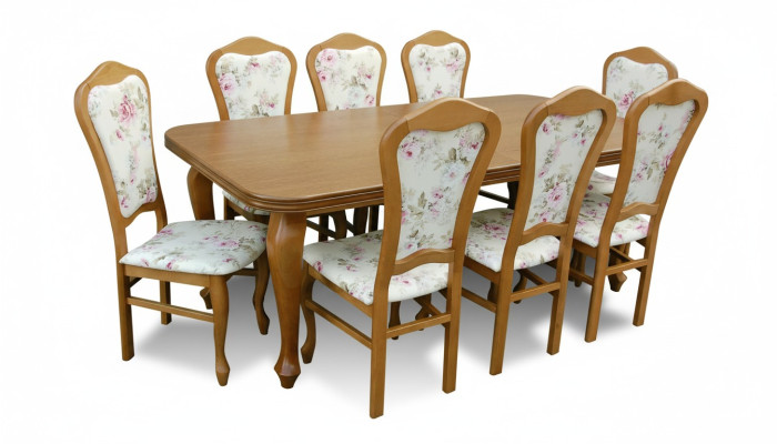 Klassische Designer Esszimmer Garnitur Holz Tisch + 8 Stühle Stuhl Garnitur