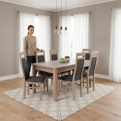 Esstisch Garnitur Tisch + 6x Stühle Stuhl Esszimmer Garnitur Tisch Holz