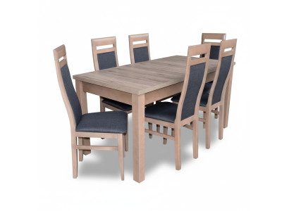Esstisch Garnitur Tisch + 6x Stühle Stuhl Esszimmer Garnitur Tisch Holz