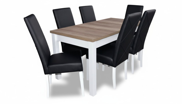 Moderne Esszimmer Leder Tisch Stuhl Garnitur Komplett Set 7 teiliges Set