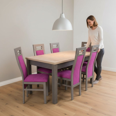 Moderne Esszimmer Holz Tisch Stuhl Garnitur Komplett Set 7 teiliges Set