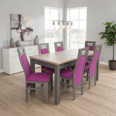 Moderne Esszimmer Holz Tisch Stuhl Garnitur Komplett Set 7 teiliges Set