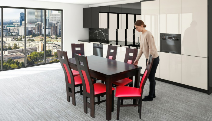 Design Esszimmer Garnitur Stuhl Set Tisch + 6 Stühle Essgarnituren Tische