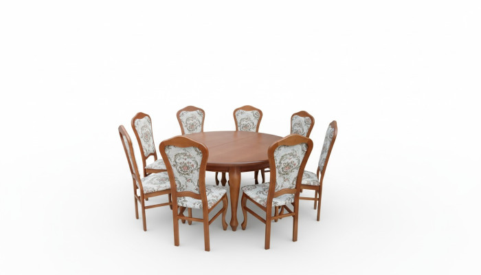 Esstisch Garnitur Tisch + 8x Stühle Stuhl Esszimmer Garnitur Rund Runder