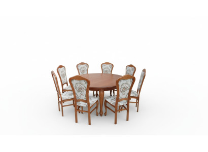 Esstisch Garnitur Tisch + 8x Stühle Stuhl Esszimmer Garnitur Rund Runder