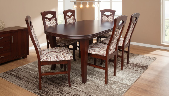 Designer Esstisch Gruppe + 6 Stühlen Stuhl Tische Holz Tisch Büro