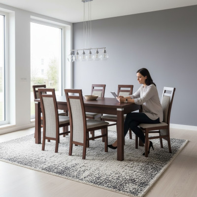 Design essgarnitur esstisch garnitur esszimmer tisch holz 6x stühle stuhl