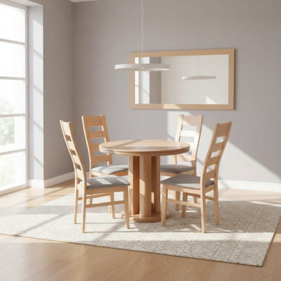 Klassischer Rund Runder Tisch Holz Design Esszimmer Tische 4 Stühle
