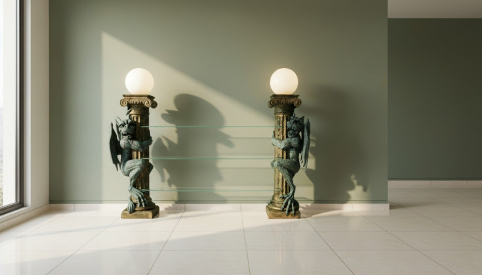 Design Vitrine Regal Glas Säule Vitrinen Regale Dekofiguren Schrank Lampe1835