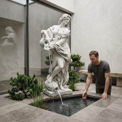 Gartenfigur "Frau Fontaine"140cm Teichfigur Menschen Steinguss