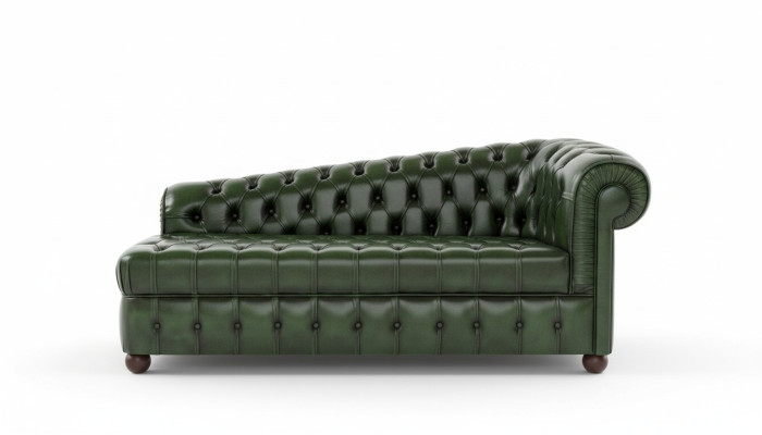 Chaiselongues Chesterfield Sofa Grün Couch Liege Ottomane Recamiere Leder Chiase