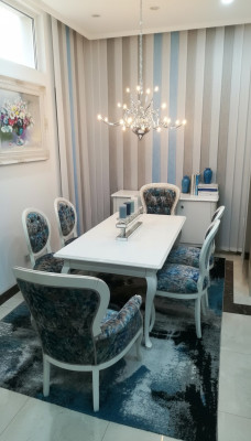 Esstisch designer Sitz Lehnstühle Stuhl Garnitur Tisch + 6 Stühle Set