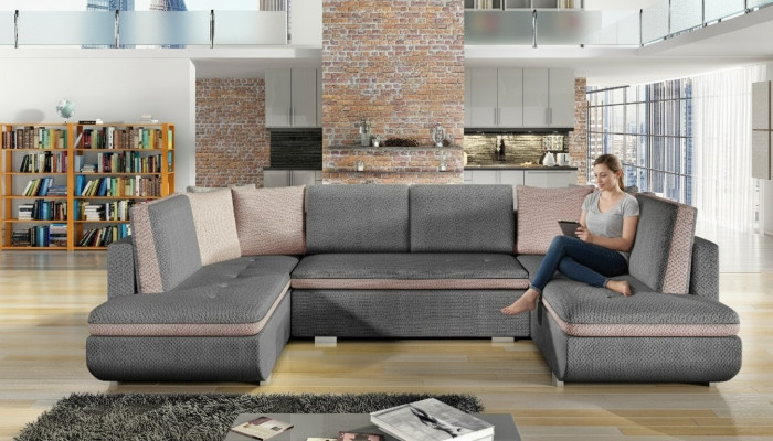 XXL Wohnlandschaft Ecksofa Sofa Couch Polster Garnitur Ecke Designer Neu Stoff