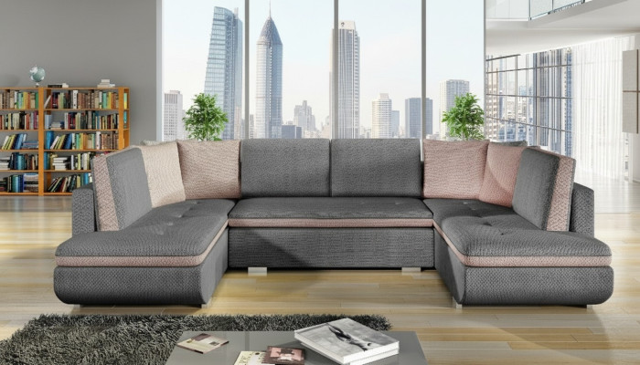 XXL Wohnlandschaft Ecksofa Sofa Couch Polster Garnitur Ecke Designer Neu Stoff