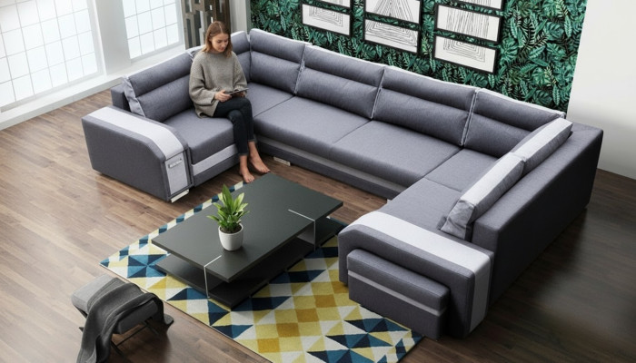 XXL Wohnlandschaft Ecksofa Sofa Couch Polster Garnitur Ecke Designer U-Form Neu