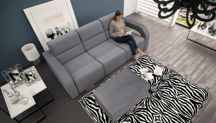 3 Sitzer Luxus Bank Sofa Couch Blau Wohnzimmer Kanzlei Möbel