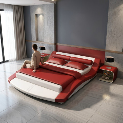 Design Leder Bett Hotel Gestell Luxus Schlaf Zimmer Doppel Betten Ehe Modernes