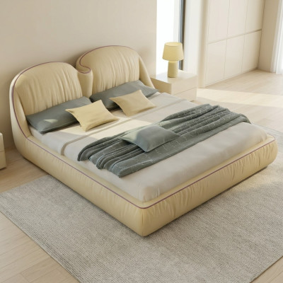 Design Betten Leder Bett Doppel Luxus Ehe Modernes Hotel Gestell Schlaf