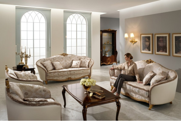 Luxus Klasse 2+1+1 Italienische Möbel Sofagarnitur Couch Sofa arredoclassic
