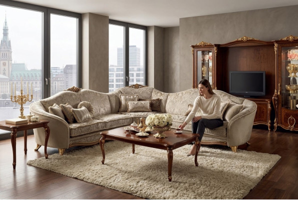 Klassische Design Couch Ecksofa Wohnlandschaft Sofa Polster Sitz arredoclassic
