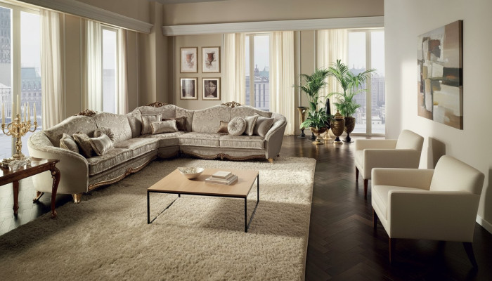 Klassische Design Couch Ecksofa Wohnlandschaft Sofa Polster Sitz arredoclassic
