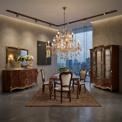 arredoclassic™ Luxus Klasse Möbel Esszimmer Vitrine Tisch Kommode 8tlg.