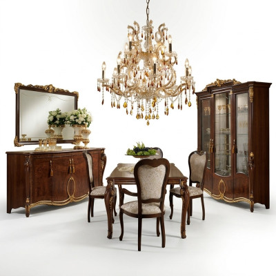 Esstisch + 8 Stühle Esszimmer Tisch Rokoko Barock Jugendstil