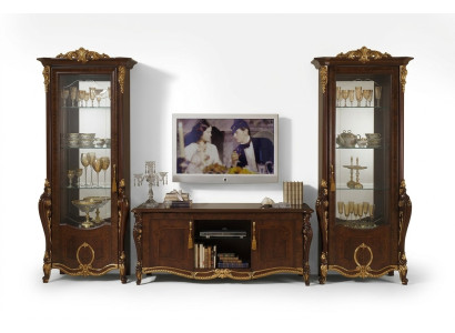 Klassisch Wohnwand Vitrine Kommode Schrank sideboard Barock Rokoko