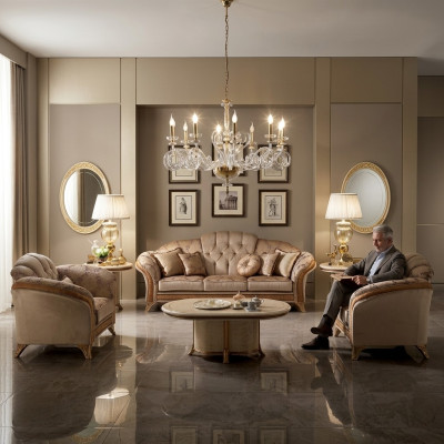 Sofagarnitur Sofa Couch 3 + 2 Wohnzimmer Designer Möbel Klassisch Barock