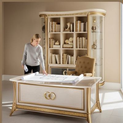 Bücherschrank Schrank Vitrine XXL Designer Möbel Luxus Barock Rokoko