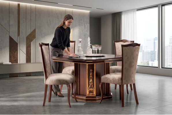 Klassischer Designer Stuhl Echtes Holz Stühle Barock Rokoko Antik Stil Italy