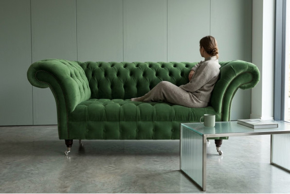 Chesterfield Couch  2 Sitzer Polster Sitz Textil Stoff Leder Couchen Sofas Sofa