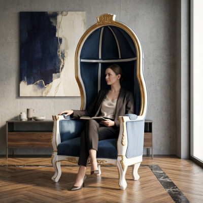 Thron Sessel Königlicher Polster Chesterfield Samt 1 Sitzer Antik Stil Stühle