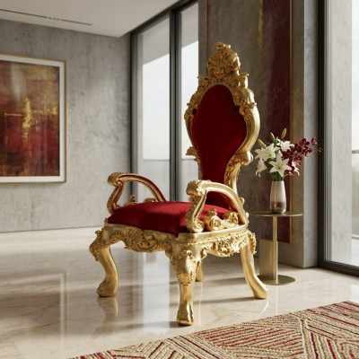 Thron Stühle Sessel Königlicher Polster Samt Chesterfield 1 Sitzer Antik Stil