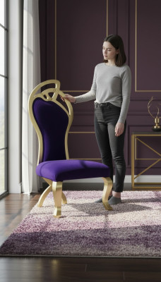 Thron Stühle Sessel Königlicher Samt Polster Chesterfield 1 Sitzer Antik Stil